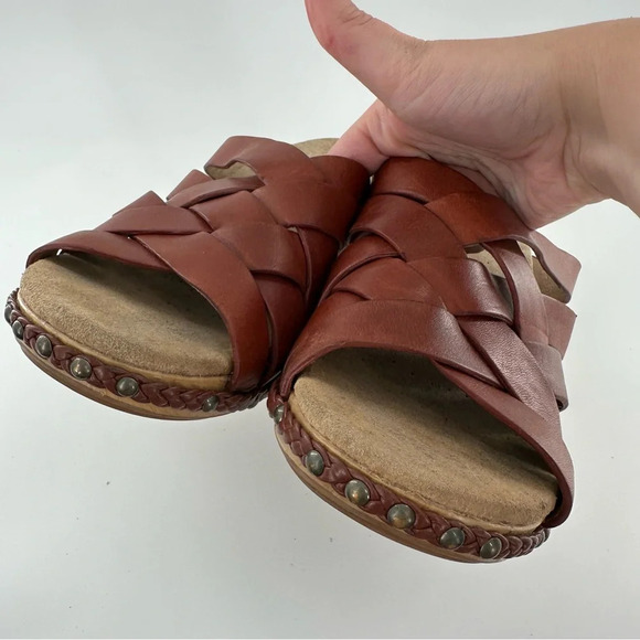 Dansko Troy sandals size 40 brown leather woven slip on clogs orthopedic - Picture 10 of 14